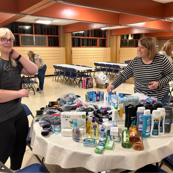 Sorting donations at the Comfort Closet with People Helping People