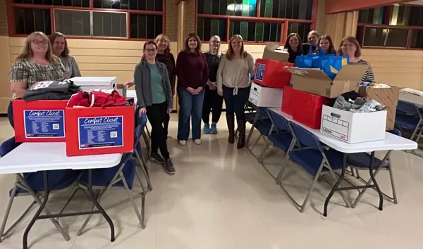 Sorting donations at the Comfort Closet with People Helping People