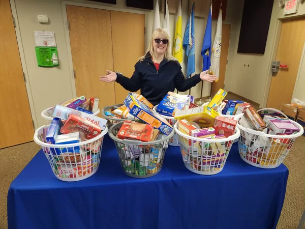 Collecting food for Thanksgiving Baskets for Palatine Township